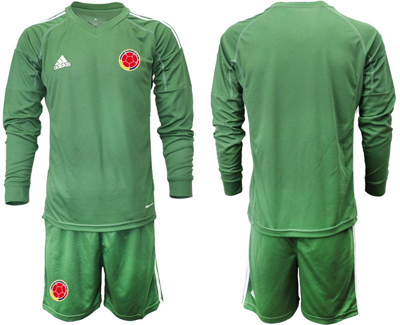 Men 2020-2021 Season National team Colombia goalkeeper Long sleeve green Soccer Jersey